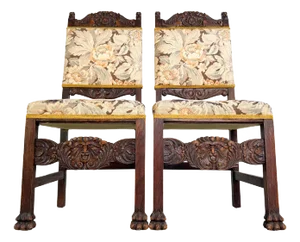 Set of Neo-Baroque Chairs in Wood Carving