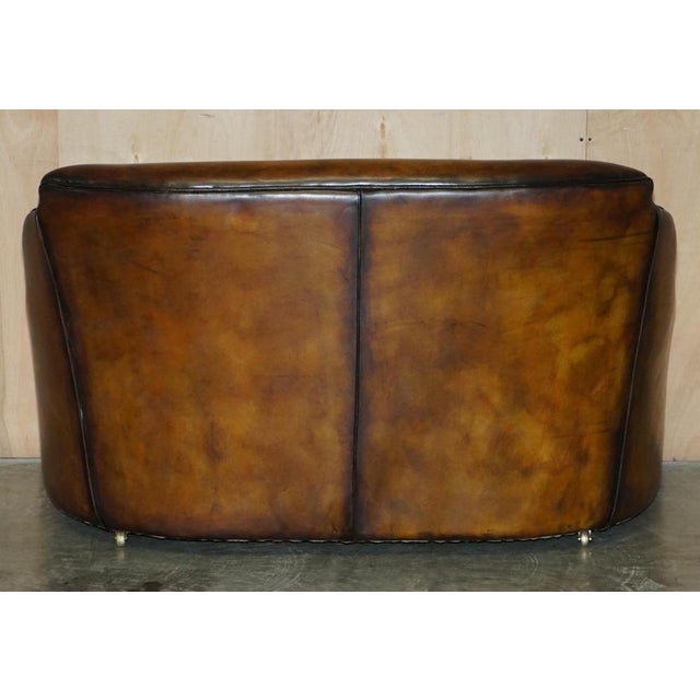 Art Deco Hand Dyed Brown Leather Sofas by Harry & Lou Epstein, Set of 2 For Sale - Image 18 of 18
