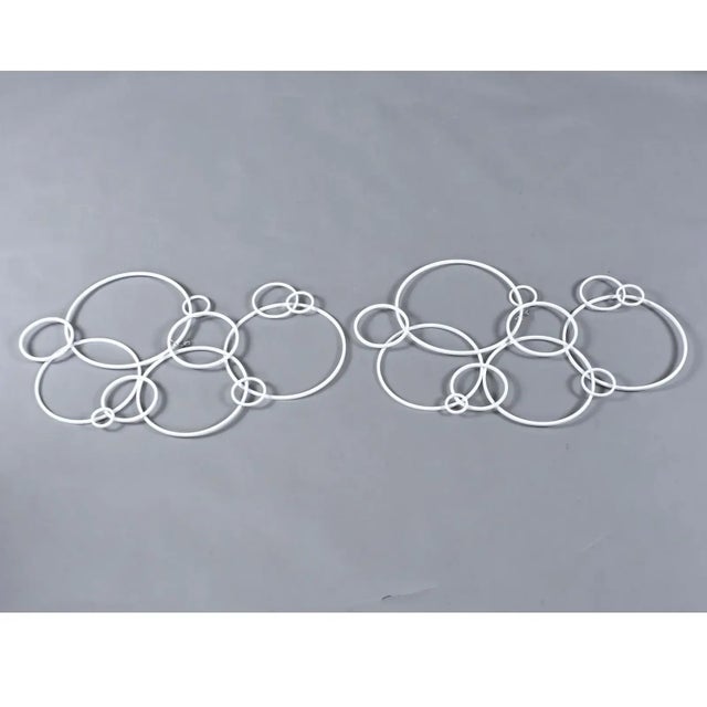 Contemporary Set of 3 White Metal Circles Modern Abstract Wall Art Sculptures For Sale - Image 3 of 15