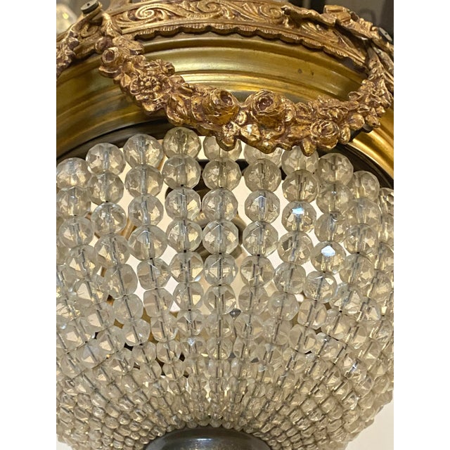 Bronze & Crystal Pendant Light, 1960s For Sale - Image 6 of 11