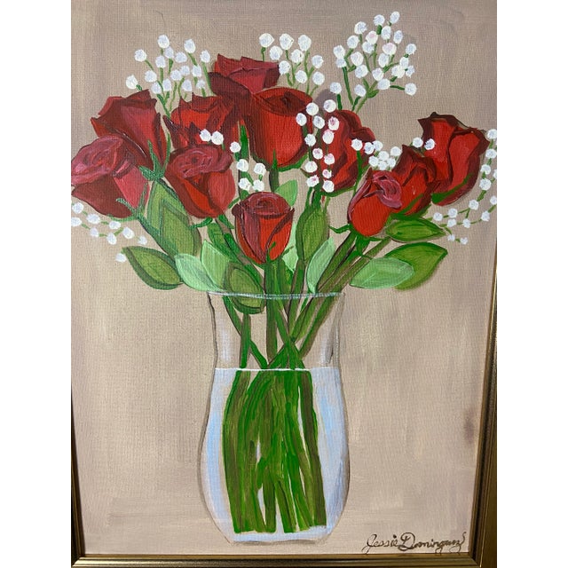 Red Roses Still Life Oil Painting by Jessie Dominguez #1 For Sale In Santa Fe - Image 6 of 8