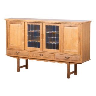 Brutalist Oak Sideboard attributed to Henning Kjærnulf, Denmark, 1960s For Sale