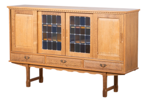 Brutalist Oak Sideboard attributed to Henning Kjærnulf, Denmark, 1960s