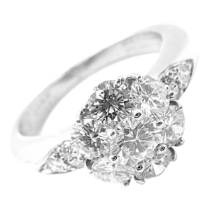 Van Cleef & Arpels Platinum Diamond Fleurette Flower Ring, Size 5