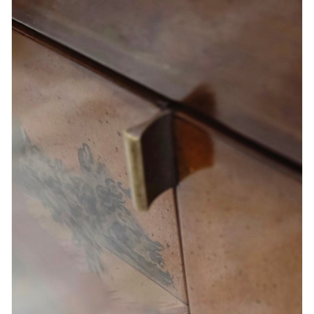 Mid 20th Century Vintage Ethan Allen Hollywood Regency Chinoiserie Stereo Bar Cabinet, Hand-Painted Chinese Landscape For Sale - Image 5 of 18