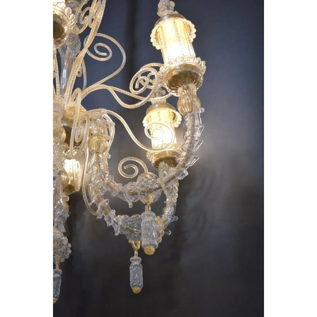 Gold 1990s Italian Murano Glass Chandelier. For Sale - Image 8 of 11