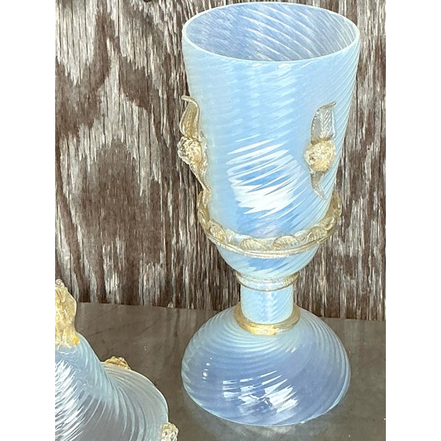 Mid 20th Century Vintage Italian Swirl Glass Lidded Lamp After Murano For Sale - Image 5 of 10