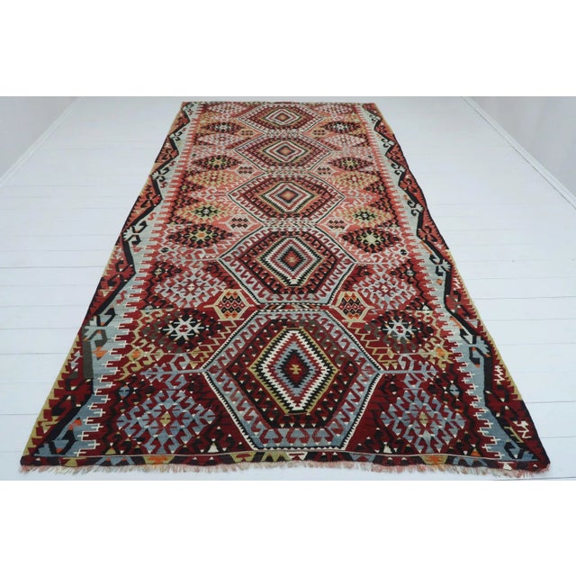 Textile Vintage Turkish Kilim Rug-5’8’x10’6" For Sale - Image 7 of 13