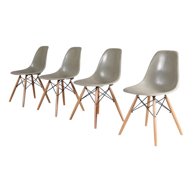 Dining Chairs in Sea Foam Green Fiberglass by Charles & Ray Eames for Herman Miller, USA, 1960s, Set of 4 For Sale
