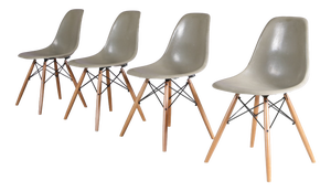 Dining Chairs in Sea Foam Green Fiberglass by Charles & Ray Eames for Herman Miller, USA, 1960s, Set of 4