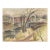 1940s Grace Spongberg Covered Bridge Drawing For Sale