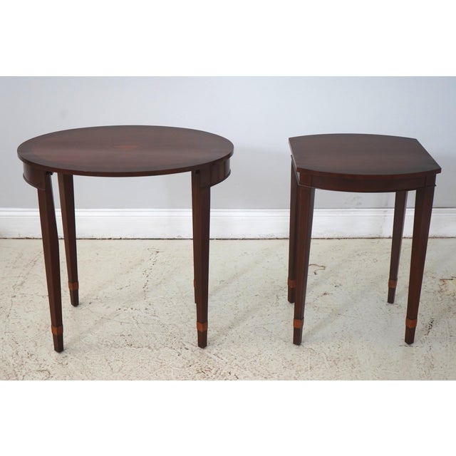 Age: Approx: 20 Years Old Details: Shell Inlaid Medallion Top High Quality Construction Federal Style Nesting Tables...