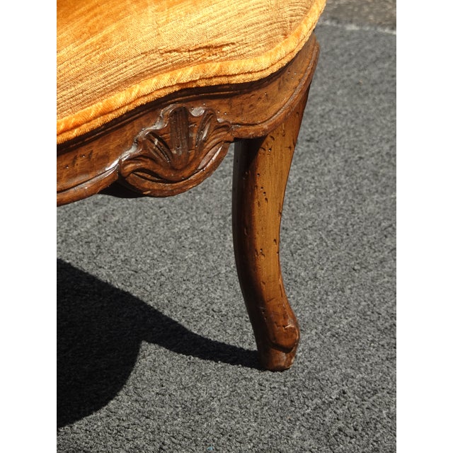 Antique French Louis XV Style Cane Settee Loveseat W Down & Orange Floral Fabric For Sale - Image 12 of 17