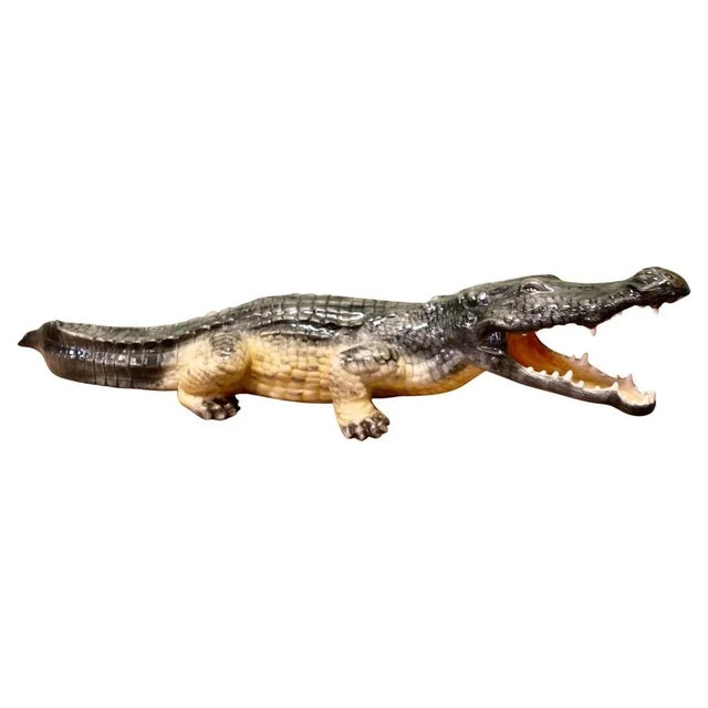 Long Italian Handmade Majolica Crocodile For Sale - Image 8 of 8