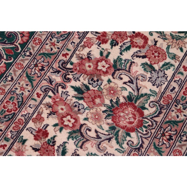 Shabby Chic Kashan Pak-Persian Green/Ivory Wool Rug - 9'2'' X 12'3'' For Sale In New York - Image 6 of 8