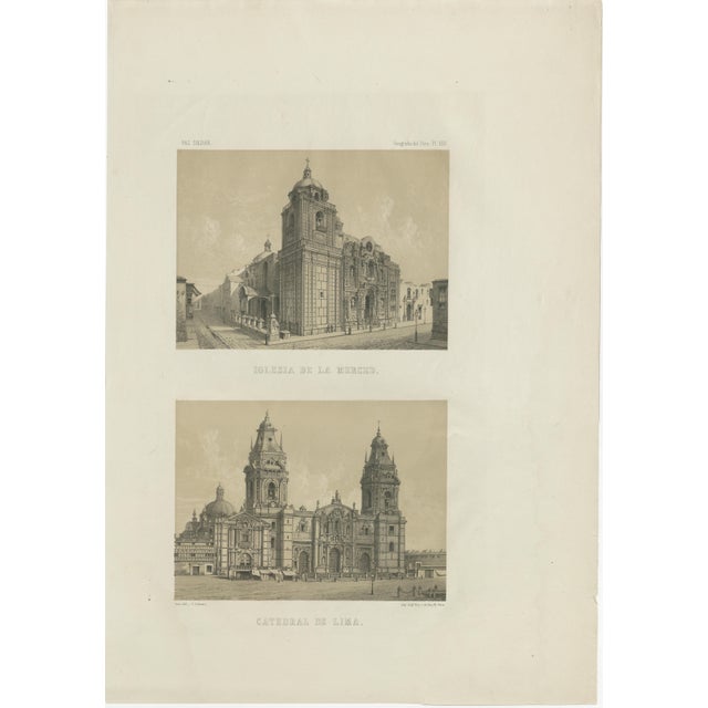 Paper Mariano Felipe Paz Soldán, Views of the Cathedral and La Merced Church, Lima, 1865, Print For Sale - Image 7 of 11