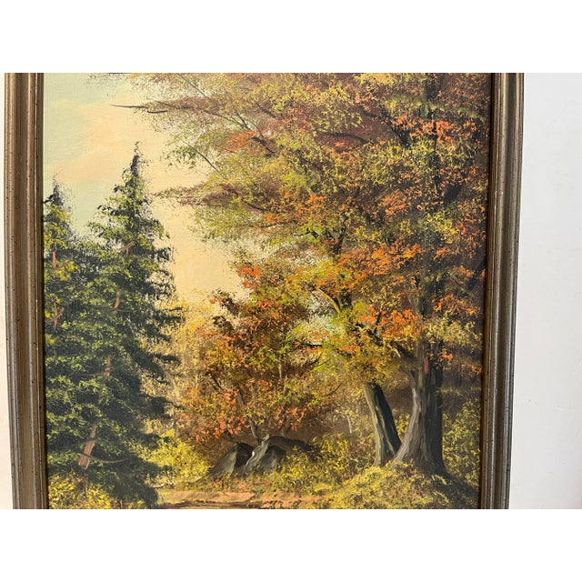 Realism Spalding Acrylic on Canvas Painting of Hunter Mountain Trees in the Fall For Sale - Image 3 of 7