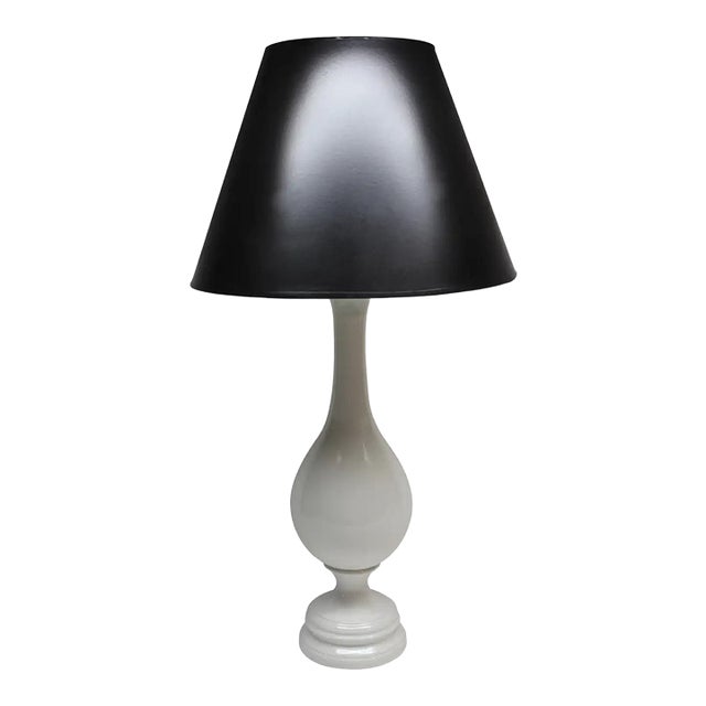 Mid 20th Century Large White Ceramic Table Lamp For Sale