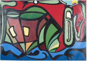 After Tord Petter Berlin, Colourful Abstract Composition, Oil on Canvas