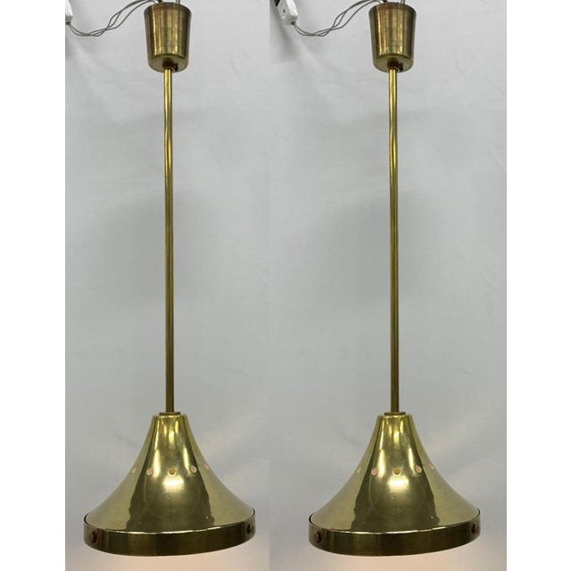 Brass Pendants attributed to Stilnovo, 1960s, Set of 2 For Sale - Image 6 of 6