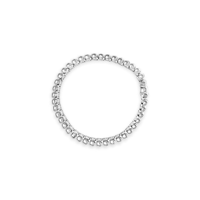 Contemporary 14K White Gold 5.00 Cttw Square Princess Cut White Diamond Rectangular Invisible Set Link Tennis Bracelet (H-I Color, SI2-I1 Clarity) - 7.5” Inches For Sale - Image 3 of 6