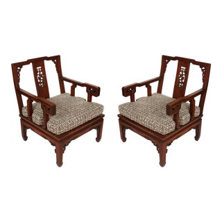 Asian Carved Hardwood Chairs For Sale