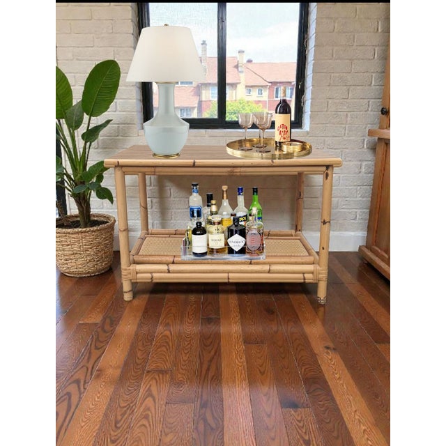 Vintage Mid Century McGuire Style Real Bamboo and Rattan Coffee Table with a Faux Bois Formica Laminate top ** This Chair...