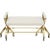 Off-white Vintage Brass, Steel and Off White Upholstered 3-Legged Bench Mid Century Modern 50's For Sale - Image 8 of 8