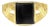 Men's Square Onyx Ring with Gun Design on Band 14k Yellow Gold, Size 12 For Sale