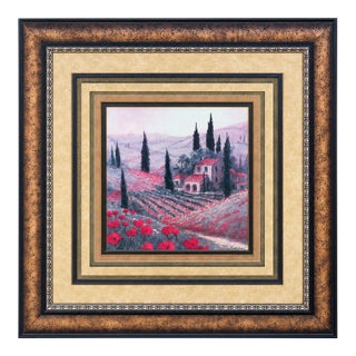 Late 20th Century Miro Kenarov Signed Limited-Edition “Tuscany Poppies” Giclée in Monumental 50-Inch Frame For Sale