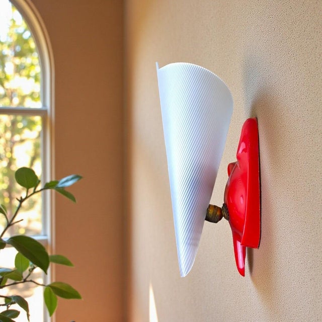 Mid-Century Modern French Red Plastic Adjustable Wall Sconce, 1960s For Sale - Image 6 of 15