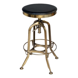 Vintage Restoration Hardware Brass Adjustable Stool For Sale