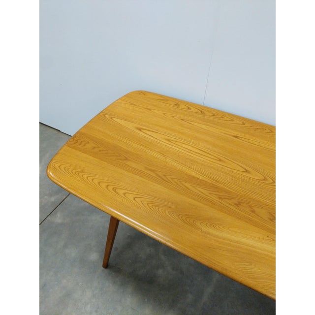 Vintage Mid Century Modern Plank Dining Table Attributed to Ercol For Sale In New York - Image 6 of 8