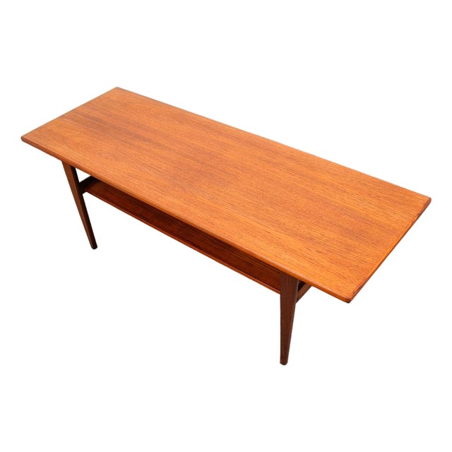 Mid Century Danish Modern Coffee Table Solid Teak Denmark Surfboard Rectangular For Sale