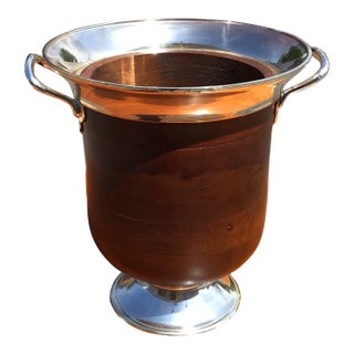 Late 20th Century Mid-Century Modern Brass and Walnut Champagne Cooler For Sale
