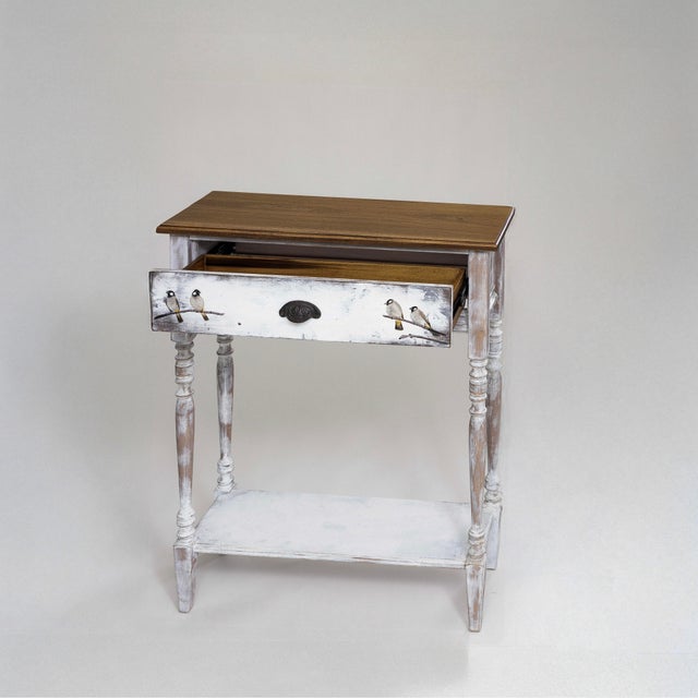 2020s Hand-Painted Whitewashed Solid Wood Console Table - Cottage Entryway Decor For Sale - Image 5 of 13