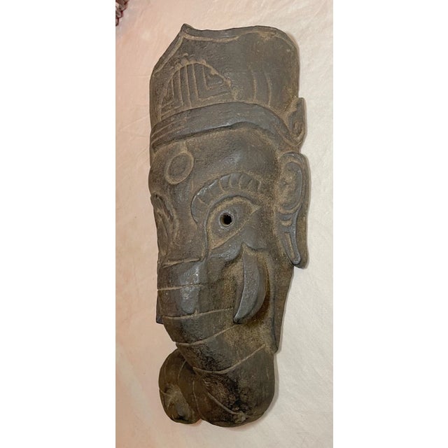Antique 19th Century Hand Carved Myanmar Burmese Wood Ganesha Mask With Wax Seal For Sale - Image 9 of 15