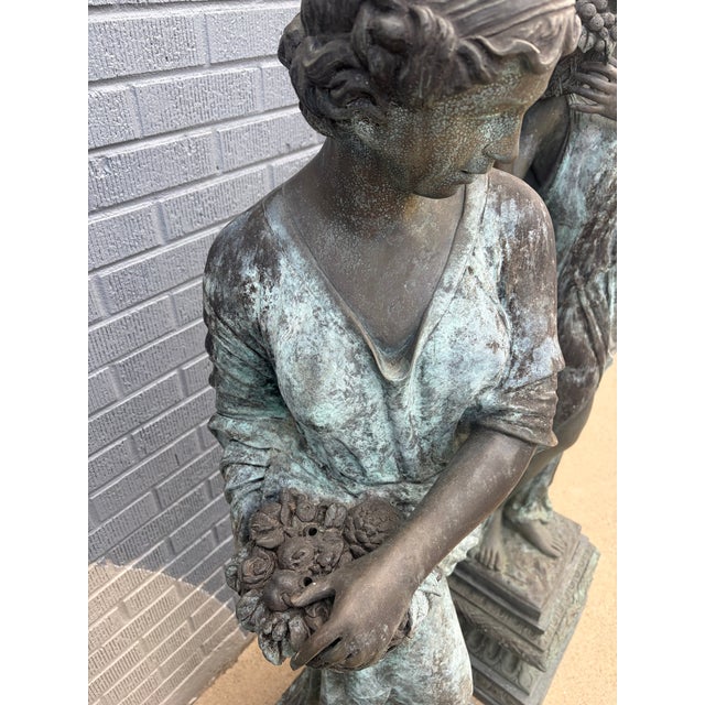 Late 20th Century Set of Four “The Four Seasons” Monumental Bronze Garden Statues For Sale - Image 11 of 12