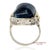 14k Two Tone Yellow and White Gold Blue Stone Ornate Floral Motif Ring, Size 5.25 For Sale In New York - Image 6 of 13