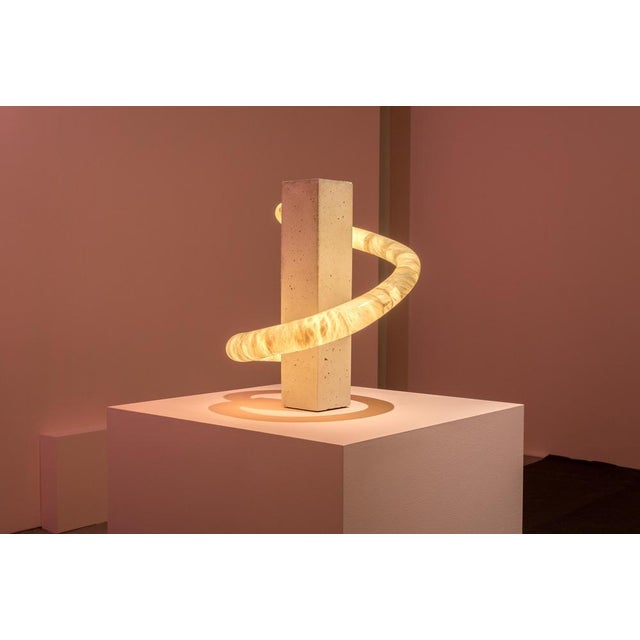 Stone Aqua Fossil Stream Decorative Light Sculpture in Alabaster by Amarist Studio For Sale - Image 7 of 8