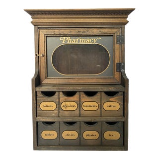 Vintage Handcrafted Apothecary Wall Cabinet For Sale