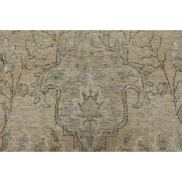 Tabriz Rug 10’1” X 12’11” Beige Wool Vintage Distressed Hand-Knotted Carpet For Sale - Image 10 of 15
