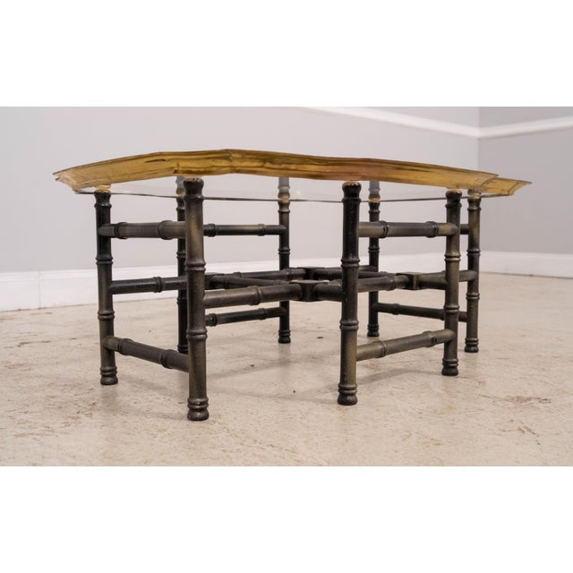 Brass Tray Top Bamboo Form Coffee Table For Sale - Image 4 of 9