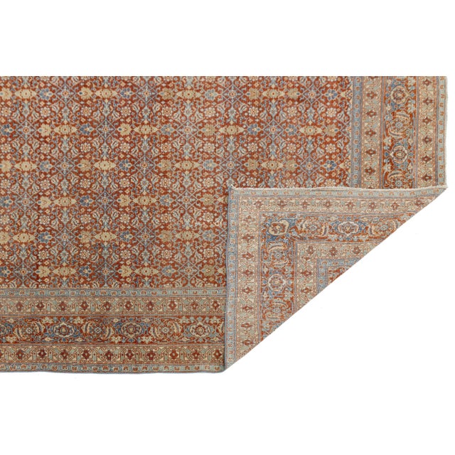 Persian 10 X 13 Antique Tabriz Red Handmade Persian Wool Rug With Allover Pattern For Sale - Image 3 of 9