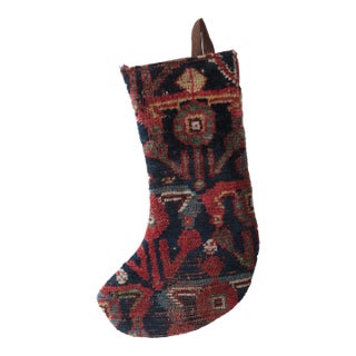 Handmade Holiday Stocking From Antique Tribal Rug – Festive Elegance With Cultural Soul For Sale
