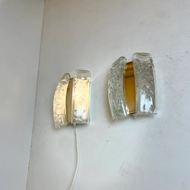 Glass and Brass Sconces from Doria Leuchten, Germany, 1960s, Set of 2 For Sale - Image 6 of 18
