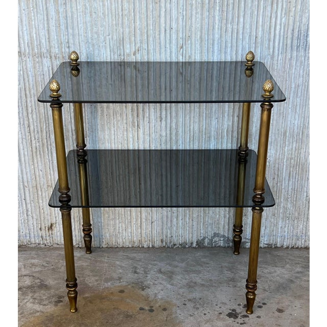 Early 20th Hollywood Regency Bronze Cocktail Table with Smoked Glass For Sale - Image 17 of 18