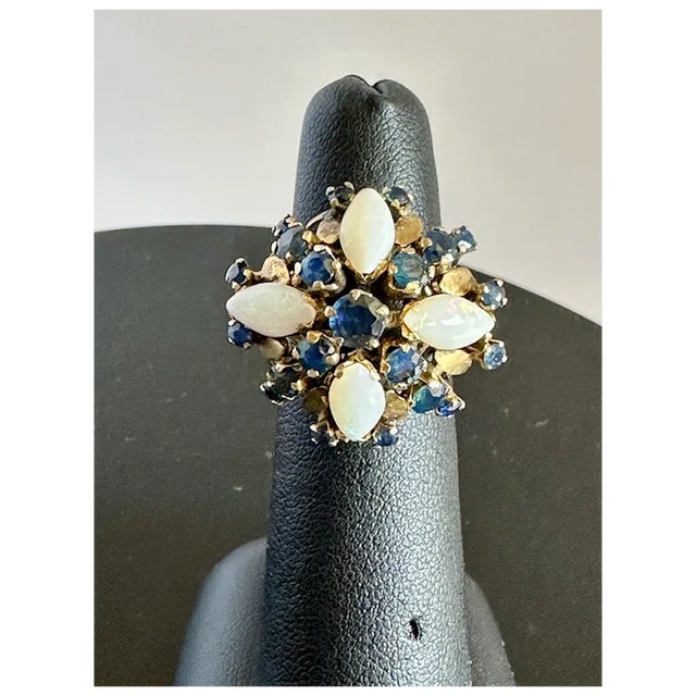 Late 20th Century 14k Sapphire and Opal Ring, Size 5 For Sale - Image 9 of 12