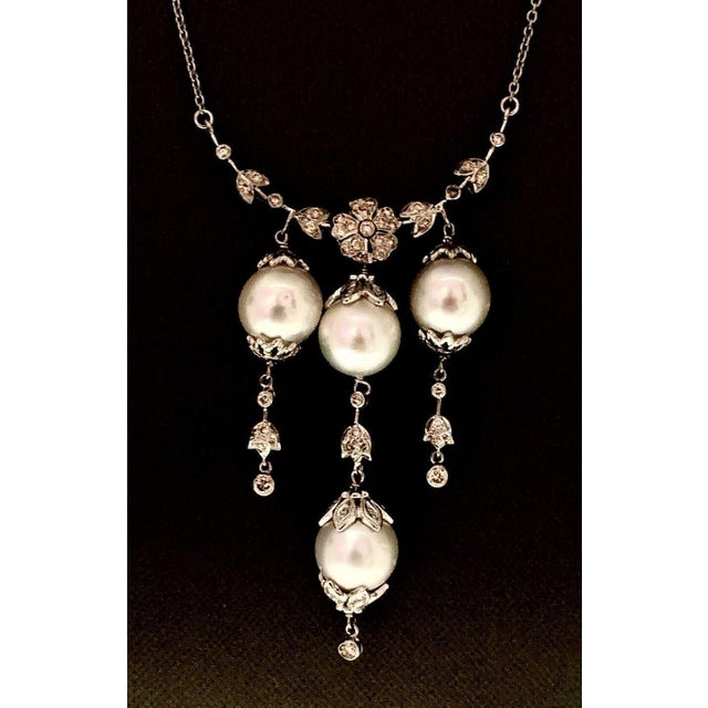 White Diamond South Sea Pearl Necklace 18k Gold Certified For Sale - Image 8 of 8