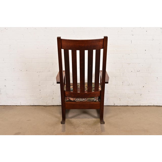 J. M. Young & Sons Antique Mission Oak Arts & Crafts Rocking Chair, Circa 1900 For Sale - Image 11 of 13